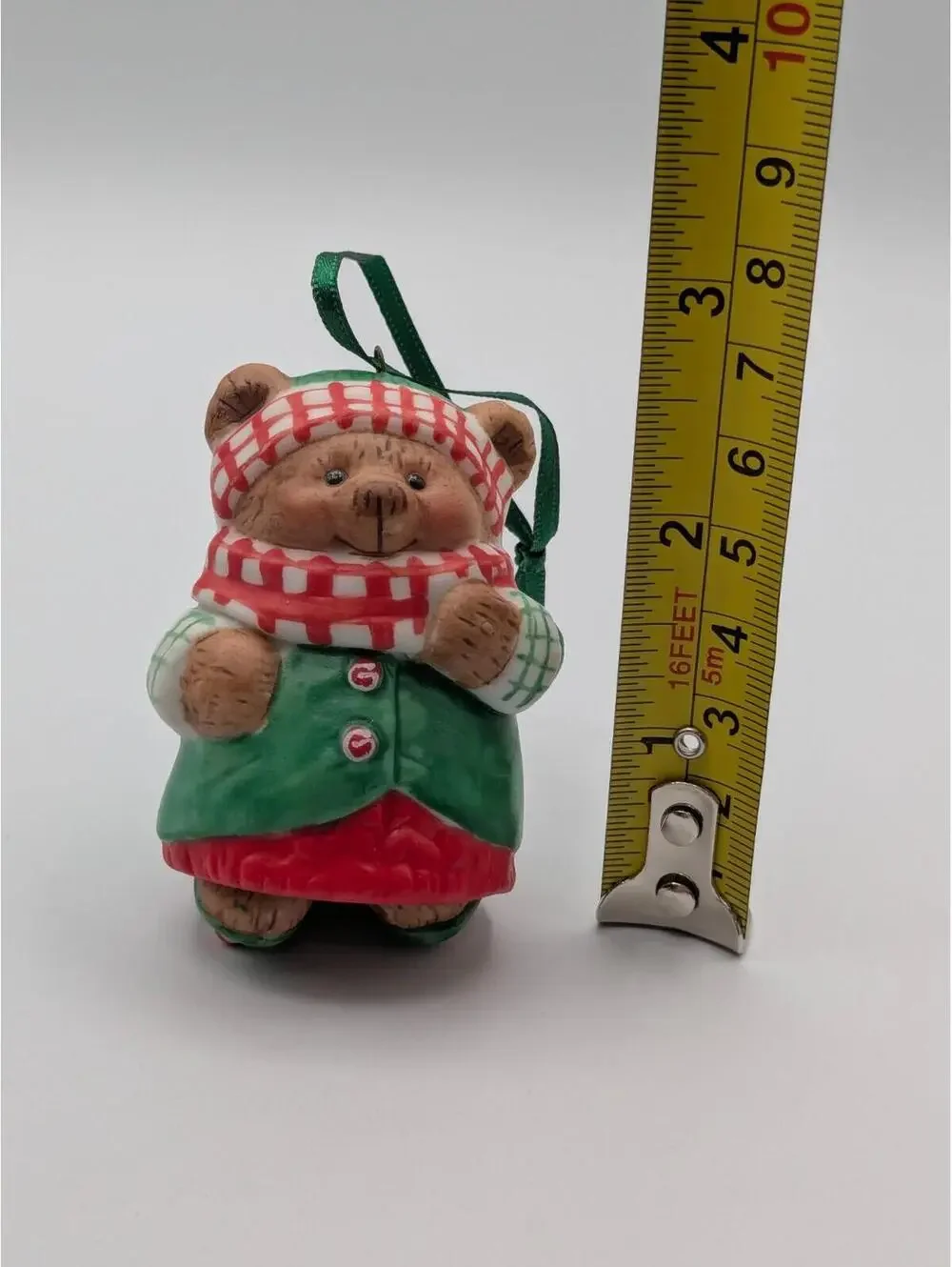 Hallmark Keepsake Skating Sugar Bear Bell 2001 Porcelain Christmas Ornament